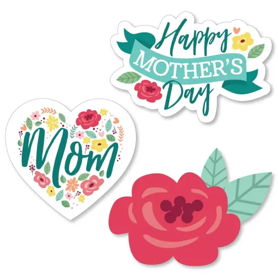 Big Dot of Happiness Colorful Floral Happy Mother's Day - DIY Shaped We Love Mom Party Cut-Outs - 24 Count {1}