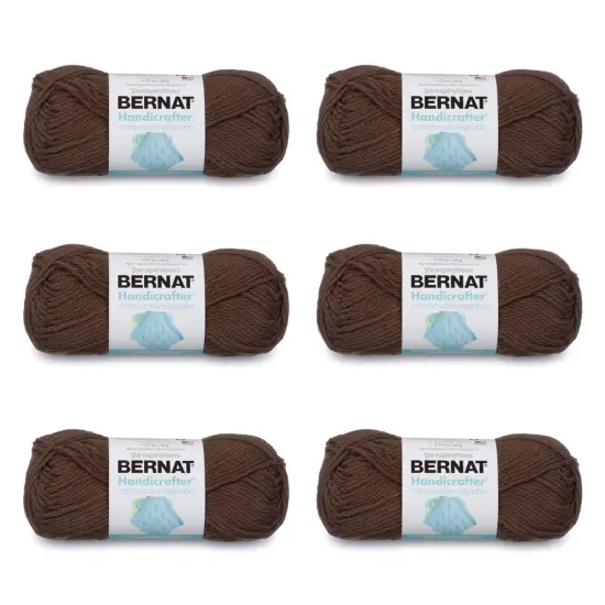 Bernat Handicrafter Cotton Warm Brown Yarn - 6 Pack of 50g/1.75oz - Cotton - 4 Medium (Worsted) - 80 Yards - Knitting/Crochet {1}