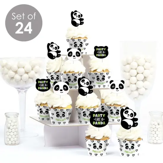Big Dot of Happiness Party Like a Panda Bear - Cupcake Decoration - Baby Shower or Birthday Party Cupcake Wrappers and Treat Picks Kit - Set of 24 {3}
