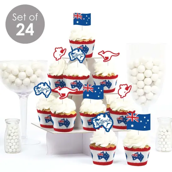 Big Dot of Happiness Australia Day - Cupcake Decoration - G'Day Mate Aussie Party Cupcake Wrappers and Treat Picks Kit - Set of 24 {3}