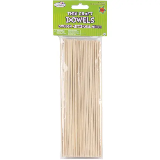 Krafty Kids Wood Craft Dowels 8"-Natural 1/8" 105/Pkg {1}