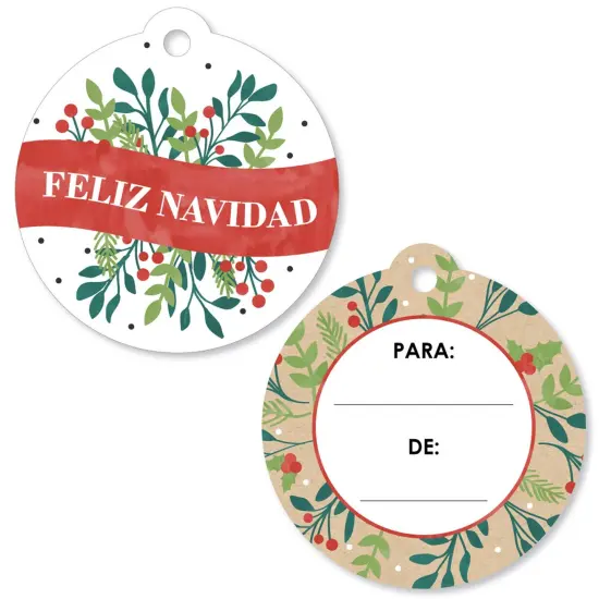 Big Dot of Happiness Feliz Navidad - Holiday and Spanish Christmas Party To and From Favor Gift Tags (Set of 20) {1}
