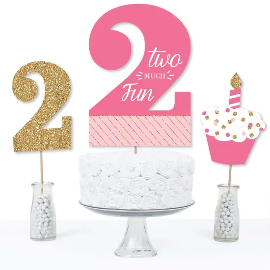 Big Dot of Happiness 2nd Birthday Girl - Two Much Fun - Second Birthday Party Centerpiece Sticks - Table Toppers - Set of 15 {4}