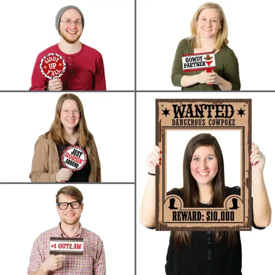 Big Dot of Happiness Western Hoedown - Wild West Cowboy Party Selfie Photo Booth Picture Frame and Props - Printed on Sturdy Material {3}