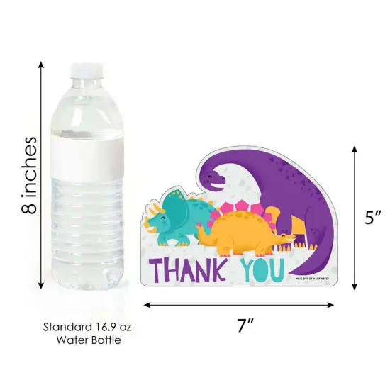 Big Dot of Happiness Roar Dinosaur Girl - Shaped Thank You Cards - Dino Mite Baby Shower or Birthday Party Thank You Cards with Envelopes - Set of 12 {7}