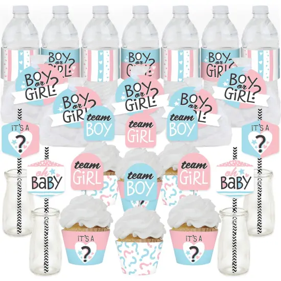 Big Dot of Happiness Baby Gender Reveal - Team Boy or Girl Party Favors and Cupcake Kit - Fabulous Favor Party Pack - 100 Pieces {1}