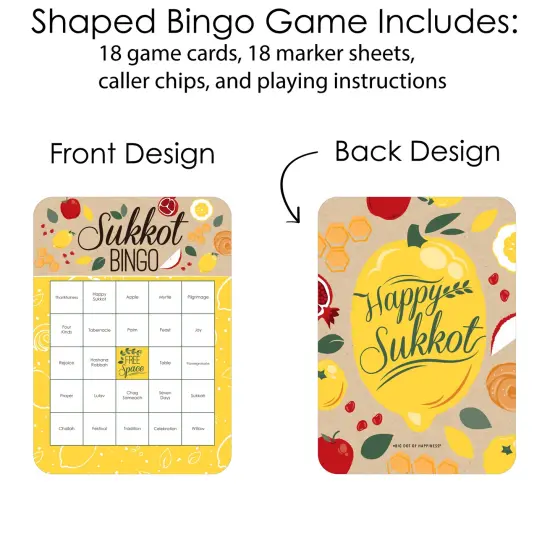 Big Dot of Happiness Sukkot - Bingo Cards and Markers - Sukkah Holiday Bingo Game - Set of 18 {4}