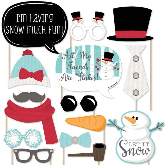 Big Dot of Happiness Let It Snow - Snowman Christmas - Holiday Photo Booth Props Kit - 20 Count {1}