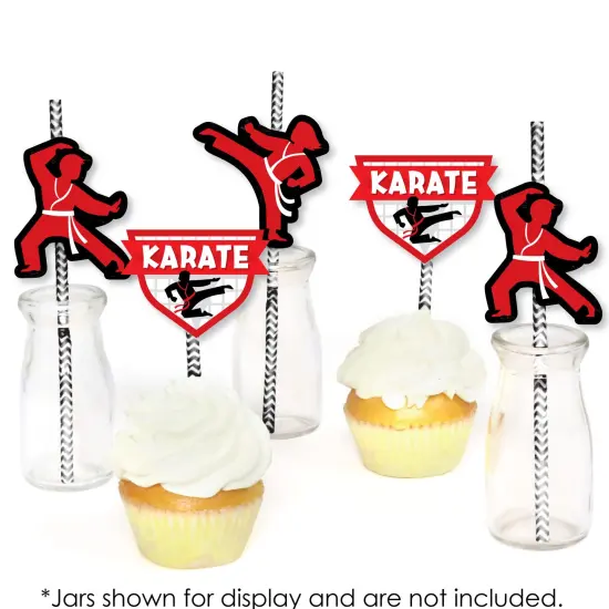 Big Dot of Happiness Karate Master - Paper Straw Decor - Martial Arts Birthday Party Striped Decorative Straws - Set of 24 {6}