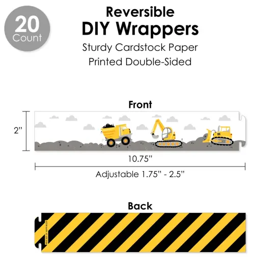 Big Dot of Happiness Dig It - Construction Party Zone - Baby Shower or Birthday Party Favors and Cupcake Kit - Fabulous Favor Party Pack - 100 Pieces {4}