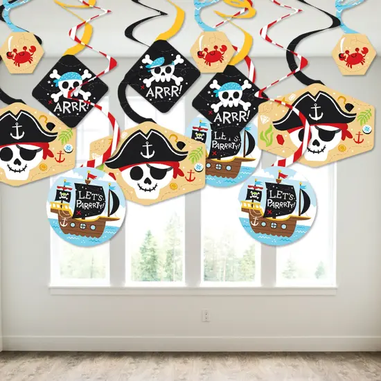Big Dot of Happiness Pirate Ship Adventures - Skull Birthday Party Hanging Decor - Party Decoration Swirls - Set of 40 {4}