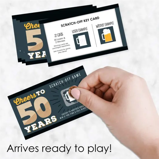 Big Dot of Happiness Cheers and Beers to 50 Years - 50th Birthday Party Game Scratch Off Cards - 22 Count {3}