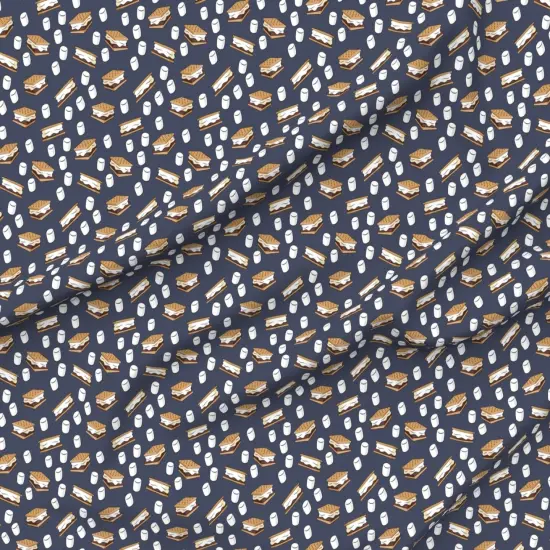Various Fabrics by the Yard or Fat Quarter Marshmallows Adventure Blue Food Camping Custom Printed Fabric by Spoonflower {6}