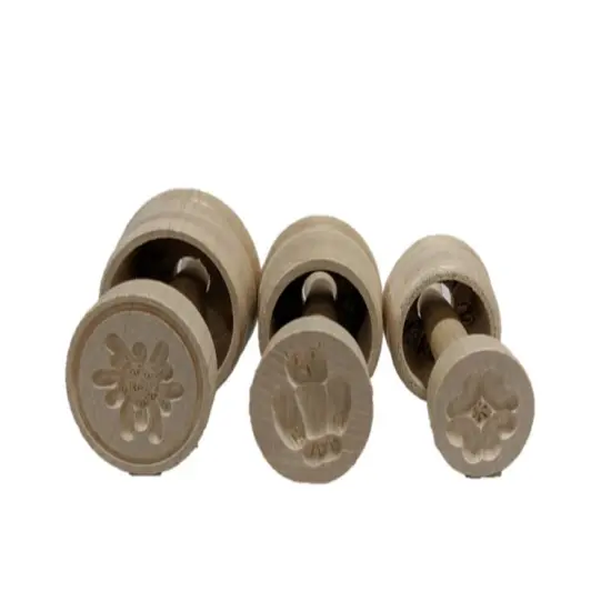 Carved Wooden Butter Molds Set of 3 Sizes with Assorted Patterns {4}
