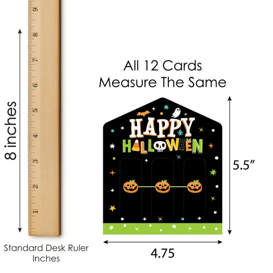 Big Dot of Happiness Jack-O'-Lantern Halloween - Kids Halloween Party Game Pickle Cards - Pull Tabs 3-in-a-Row - 12 Ct {7}