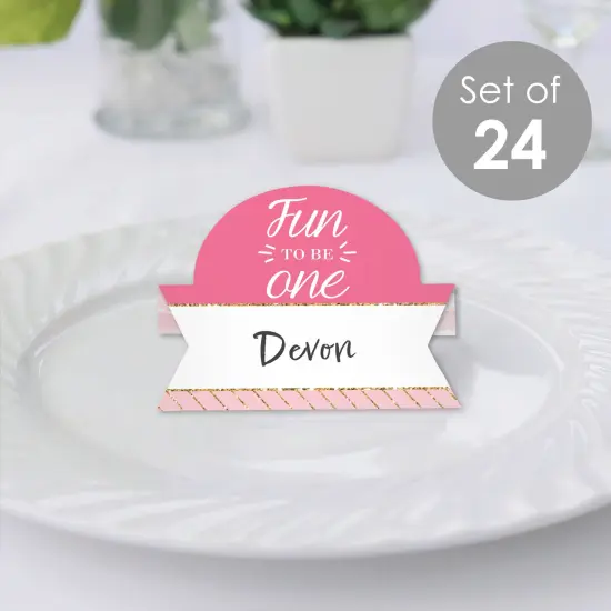 Big Dot of Happiness 1st Birthday Girl - Fun to be One - First Birthday Party Tent Buffet Card - Table Setting Name Place Cards - Set of 24 {3}