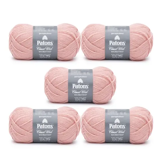 Patons Classic Wool Pink Quartz Yarn - 5 Pack of 3.5oz/100g - Wool - 4 Medium - 210 Yards - Knitting/Crochet {1}