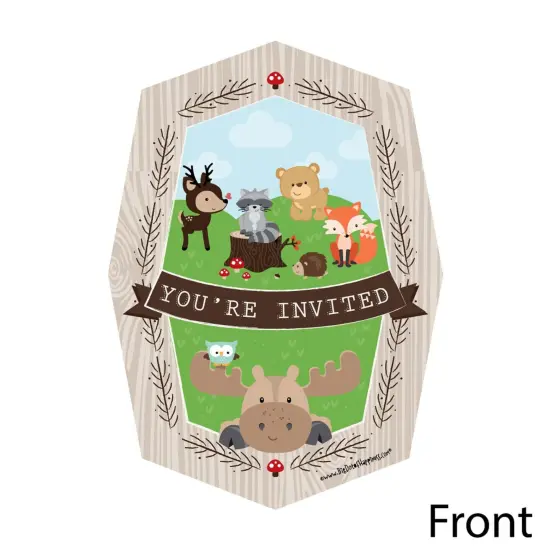 Big Dot of Happiness Woodland Creatures - Shaped Fill-in Invitations - Baby Shower or Birthday Party Invitation Cards with Envelopes - Set of 12 {3}