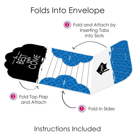 Big Dot of Happiness Blue Grad - Best is Yet to Come - Fill-In Cards - Royal Blue Graduation Party Fold and Send Invitations - Set of 8 {6}