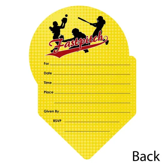 Big Dot of Happiness Grand Slam - Fastpitch Softball - Shaped Fill-in Invites - Birthday Party or Baby Shower Invite Cards with Envelopes - Set of 12 {4}