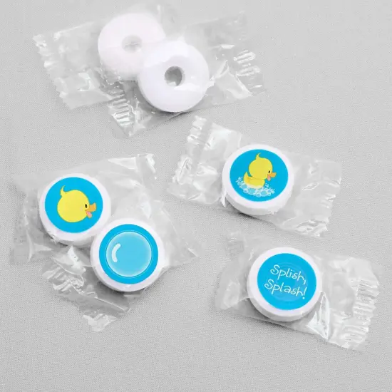 Big Dot of Happiness Ducky Duck - Baby Shower or Birthday Party Round Candy Sticker Favors - Labels Fits Chocolate Candy (1 sheet of 108) {4}
