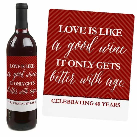 Big Dot of Happiness We Still Do - 40th Wedding Anniversary Decorations for Women and Men - Wine Bottle Label Stickers - Set of 4 {7}