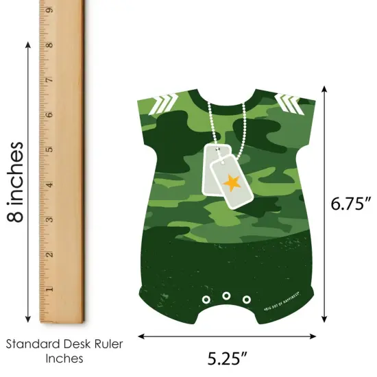 Big Dot of Happiness Camo Hero - Picture Bingo Cards and Markers - Army Military Camouflage Baby Shower Shaped Bingo Game - Set of 18 {6}