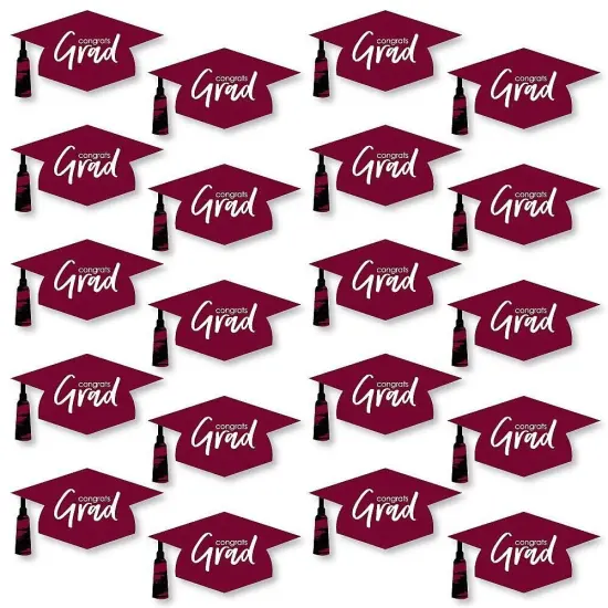 Big Dot of Happiness Maroon Graduation Hat Decorations - DIY Large Party Essentials - 20 Count {1}