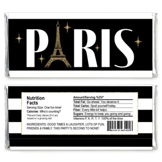 Big Dot of Happiness Stars Over Paris - Candy Bar Wrapper Parisian Themed Party Favors - Set of 24 {3}