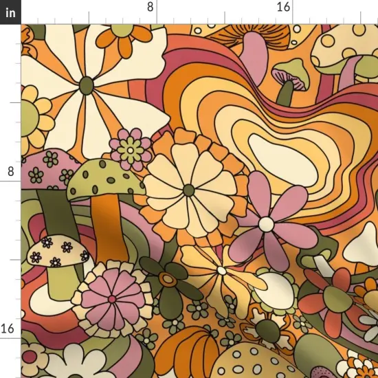 Various Fabrics by the Yard or Fat Quarter Retro Vintage Floral Hippie Groovy 70S 60S Bohemian Boho Daisy Custom Printed Fabric by Spoonflower {2}