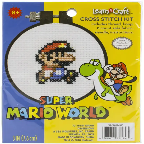 Dimensions Learn-A-Craft Counted Cross Stitch Kit 3" Round-Super Mario Bros. {1}