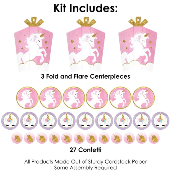 Big Dot of Happiness Rainbow Unicorn - Magical Unicorn Baby Shower or Birthday Party Decor and Confetti - Terrific Table Centerpiece Kit - Set of 30 {4}