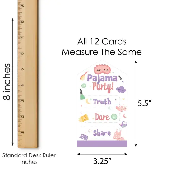 Big Dot of Happiness Pajama Slumber Party - Girls Sleepover Birthday Party Game Pickle Cards - Truth, Dare, Share Pull Tabs - Set of 12 {6}