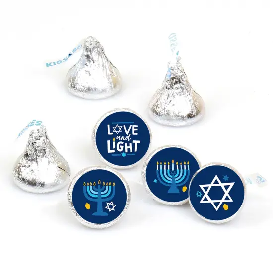 Big Dot of Happiness Hanukkah Menorah - Chanukah Holiday Party Round Candy Sticker Favors - Labels Fits Chocolate Candy (1 sheet of 108) {1}