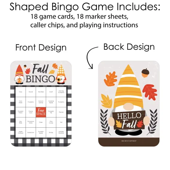 Big Dot of Happiness Fall Gnomes - Bingo Cards and Markers - Autumn Harvest Party Bingo Game - Set of 18 {4}