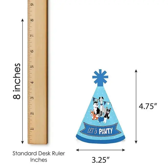 Big Dot of Happiness Pawty Like a Puppy - Mini Cone Dog Baby Shower or Birthday Party Hats - Small Little Party Hats - Set of 8 {7}