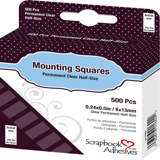 Scrapbook Adhesives Mounting Squares 500/Pkg-Permanent, Clear, .5"X.25" {1}