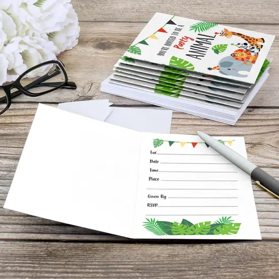 Big Dot of Happiness Jungle Party Animals - Fill In Safari Zoo Animal Birthday Party or Baby Shower Invitations (8 count) {6}