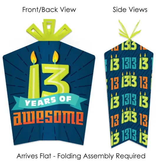 Big Dot of Happiness Boy 13th Birthday - Table Decorations - Official Teenager Birthday Party Fold and Flare Centerpieces - 10 Count {3}