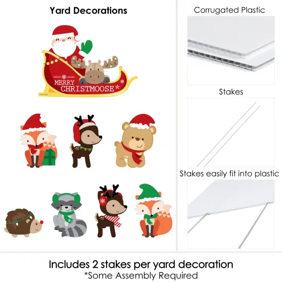 Big Dot of Happiness Woodland Christmas Santa Sleigh - Yard Sign and Outdoor Lawn Decorations - Merry Christmoose Holiday Party Yard Signs - Set of 8 {6}