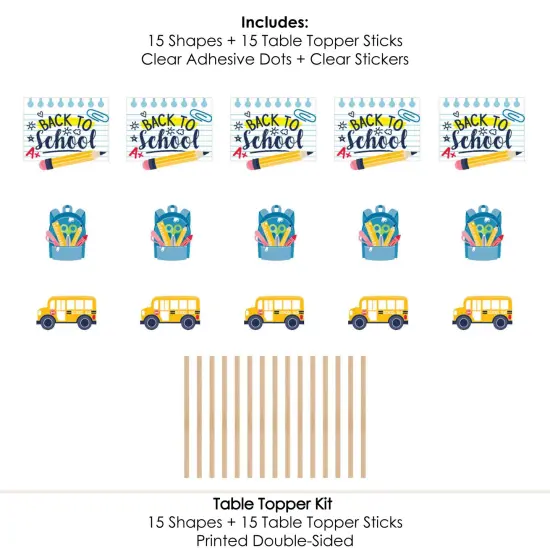 Big Dot of Happiness Back to School - First Day of School Classroom Decorations and Centerpiece Sticks - Table Toppers - Set of 15 {7}
