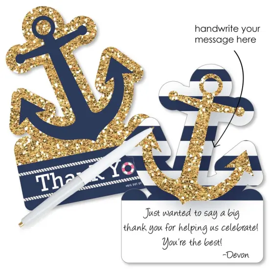 Big Dot of Happiness Last Sail Before the Veil - Shaped Thank You Cards - Nautical Bachelorette & Bridal Thank You Cards with Envelopes - Set of 12 {3}