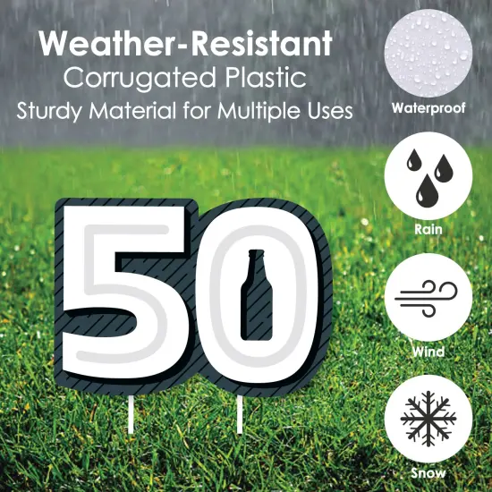 Big Dot of Happiness Cheers and Beers to 50 Years - Fifty Shaped Lawn Decorations - Outdoor 50th Birthday Party Yard Decorations - 10 Piece {6}