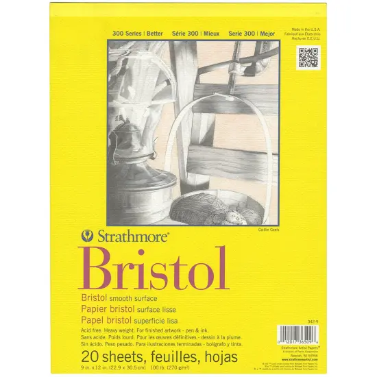 Strathmore Bristol Smooth Paper Pad 9"X12"-20 Sheets {1}