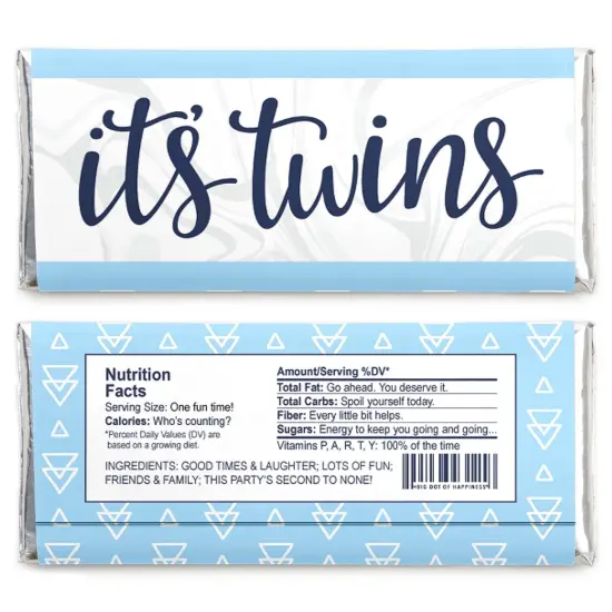 Big Dot of Happiness It's Twin Boys - Candy Bar Wrapper Blue Twins Baby Shower Favors - Set of 24 {3}