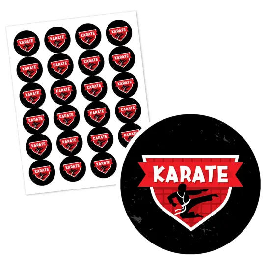 Big Dot of Happiness Karate Master - Martial Arts Birthday Party Circle Sticker Labels - 24 Count {3}