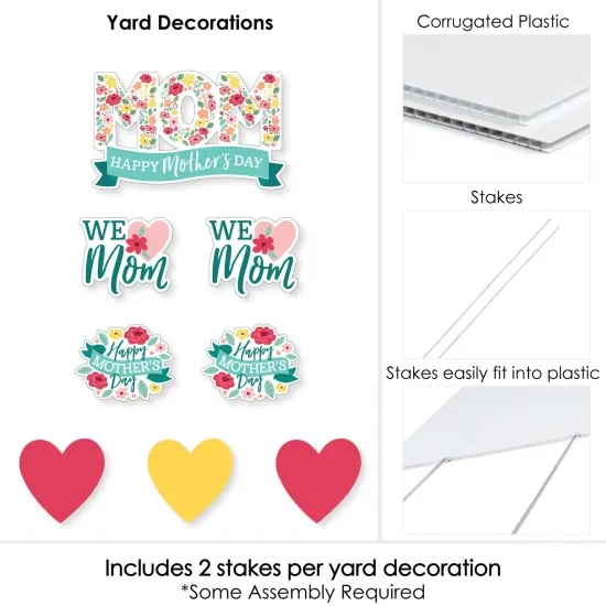 Big Dot of Happiness Colorful Floral Happy Mother's Day - Yard Sign and Outdoor Lawn Decorations - We Love Mom Party Yard Signs - Set of 8 {6}