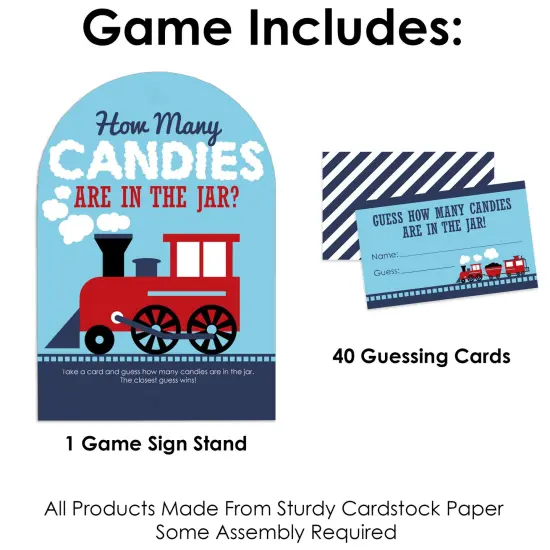 Big Dot of Happiness Railroad Party Crossing - How Many Candies Steam Train Birthday Party or Baby Shower Candy Guessing Game {4}