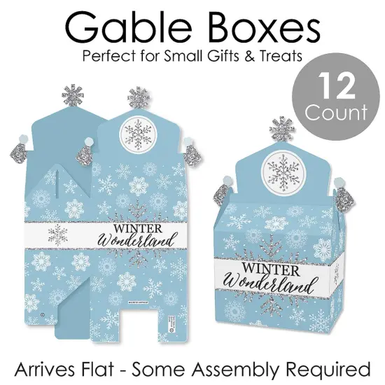 Big Dot of Happiness Winter Wonderland - Treat Box Party Favors - Snowflake Holiday Party and Winter Wedding Goodie Gable Boxes - Set of 12 {7}