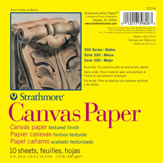 Strathmore Canvas Paper Pad 6"X6"-10 Sheets {1}